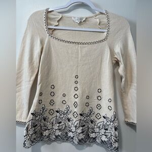 ESCADA Vintage Cashmere Silk Wool Lace Hand Embroidered Beaded Sweater Zip 34 S
